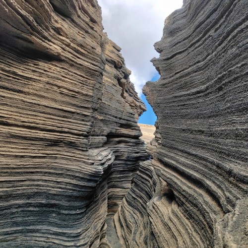 Bellissime stratificazioni di lapilli a Las Grietas